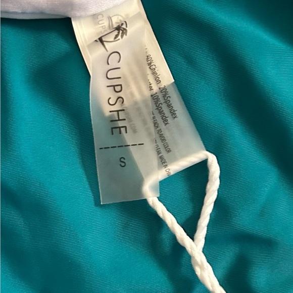 Women’s Cupshe Teal Bowknot One-Piece Swimsuit Size Small NWT - Picture 4 of 5